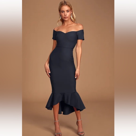 Off-the-shoulder midi dress - Picture 1 of 3
